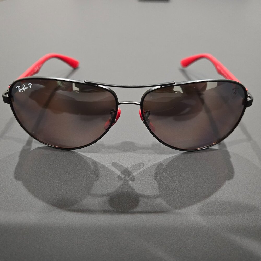 Ray Ban Scuderia Ferrari Silver Mirror Chromance Aviator Sunglasses RB8313M